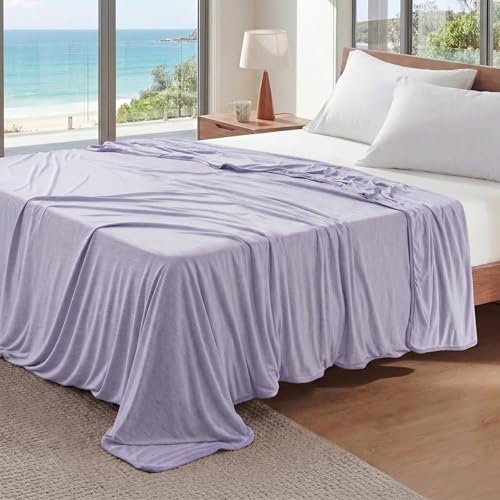 Bedsure Lavender Cooling Blanket Full Size for Hot Sleepers - Summer Blanket Full Size Cold Bed Cool Arc-Chill Thin Ice Cooled Bedding with Rayon Derived from Bamboo Night Sweats Hot Flashes, 80x90 - color: 04- Lavender, size: Full (80" X 90")