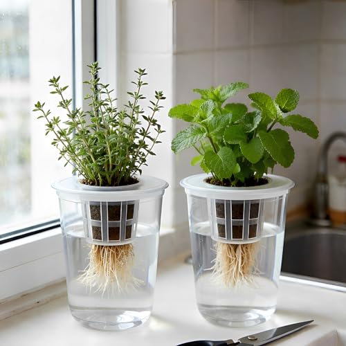 12 Pack 5in1 Seed Starter Cup Kit With Dome,Propagation Cups Self Watering | Tabletop Mini Greenhouse Hydroponics Growing System Kit for Herbs,Indoor Herb Garden,Root Observation