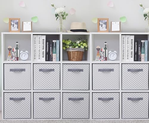 Storage Cubes, 11 Inch Cube Storage Bins, Set of 10, Fabric Foldable Storage Bins With Handles, Closet Storage Organizer Bins, Cubby Clothing Storage Baskets for Shelves, Lattice - color: Lattice, size: 10 Pack