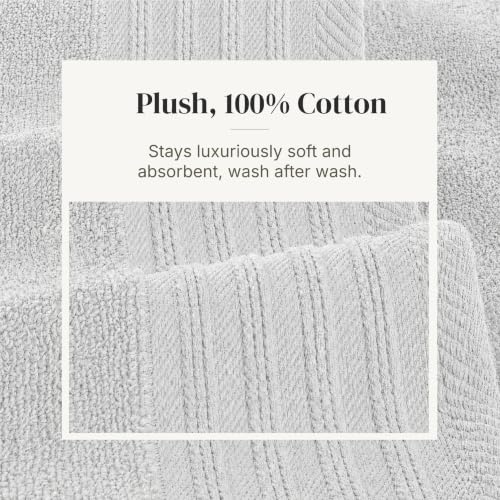 Modern Threads 6 Piece Cotton Bath Towel Set – Ultra Soft 550 GSM Towels – Bathroom Set with Hand Towels and Washcloths – Geometric (Silver Cloud) - color: Silver Cloud, size: Standard, style: Geometric