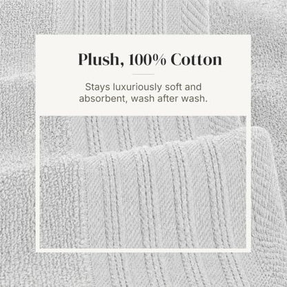 Modern Threads 6 Piece Cotton Bath Towel Set – Ultra Soft 550 GSM Towels – Bathroom Set with Hand Towels and Washcloths – Geometric (Silver Cloud) - color: Silver Cloud, size: Standard, style: Geometric