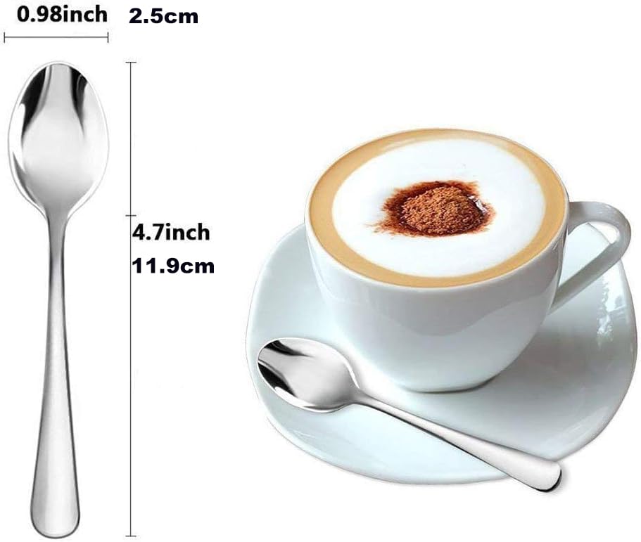 Demitasse Espresso Spoons, 4.7 Inches Stainless Steel Coffee Spoons - color: Silver, size: 4.7Inch