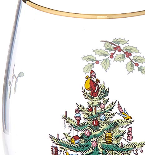 Spode Christmas Tree Stemless Wine Glasses (Set of 4) - style: Christmas Tree Stemless Wine Glasses (Set of 4)
