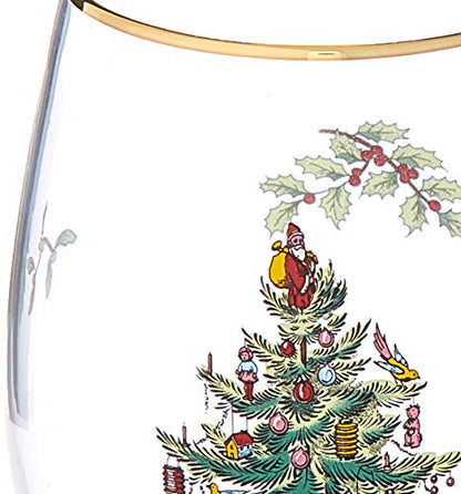 Spode Christmas Tree Stemless Wine Glasses (Set of 4) - style: Christmas Tree Stemless Wine Glasses (Set of 4)