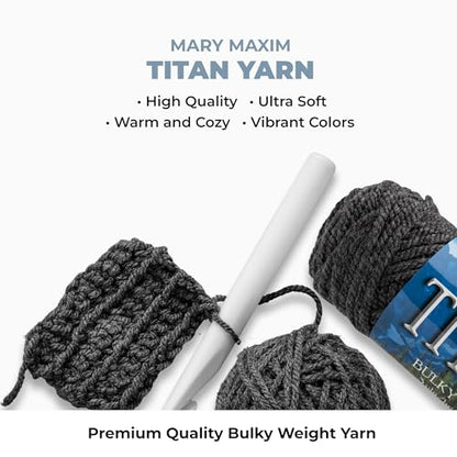 Mary Maxim Titan Bulky Yarn, Weight 5 Acrylic, Chunky Yarn for Crocheting and Knitting, Ideal for Thick, Soft Blankets, Throws, and Graph Style Sweaters, 80 Yards - Dark Grey - 1 Skein - color: Dark Grey