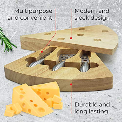 Rubber Wood Cheese Board Set - Charcuterie Platter with Cutlery Set - Perfect for Birthday, Housewarming & Wedding Gifts, Can Be Used in Sets Forming a Center Piece