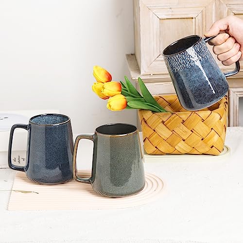 Large Ceramics Coffee Mugs,24 OZ,Large Handle Design,Extra Large Tea and Coffee Cup for Office and Home，Microwave And Dishwasher Safe(Color:24 oz blue) - color: 24 oz blue