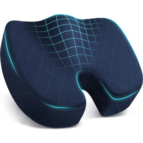 Seat Cushion - for Office Chair, Car Seat, Airplane, Bleacher - Sciatica & Coccyx Pain Relief Desk Chair Cushion for Long Sitting Office Workers, Car Drivers(Blue,X-Large) - color: Blue, size: X-Large