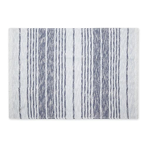 DII Woven Rag Rug Collection Recycled Yarn Variegated Rustic Stripe, 2x3', Stonewash Blue - color: Stonewash Blue