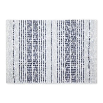 DII Woven Rag Rug Collection Recycled Yarn Variegated Rustic Stripe, 2x3', Stonewash Blue - color: Stonewash Blue