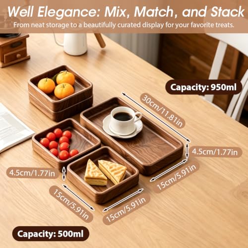 Wooden Salad Bowl, Square Rustic Server | Dough & Fruit & Bread Serving Dish | Entryway Key Catch Tray | Multipurpose (Square) - color: Square