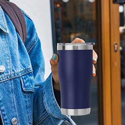 DOMICARE 20oz Tumbler with Lid Stainless Steel Tumblers Bulk, Double Wall Vacuum Insulated Coffee Travel Mug Powder Coated Tumbler, 1 Count (Pack of 1) Navy - color: Navy, size: 1 count