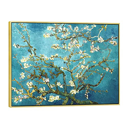 Wieco Art Framed Wall Art Giclee Canvas Prints of Almond Blossom by Vincent Van Gogh Paintings Reproduction Abstract Artwork for Wall Decor - size: 32"L x 24"W