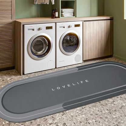 Rubber Bath mats Quick-Drying Non-Slip Bathroom mat Super Absorbent Bath mat Instant Dry Bath mat, Bathroom Rug in Front of The Kitchen Sink, Shower Room, Bathtub, Oval(Dark Grey+17x59in) - color: Dark Grey, size: 17x59in