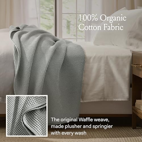 BOLL & BRANCH Waffle Bed Blanket, Twin/Twin XL, Natural | Luxury 100% Organic Cotton - Soft, Lightweight and Breathable - Textured Waffle Weave Design - color: Natural, size: Twin/Twin XL
