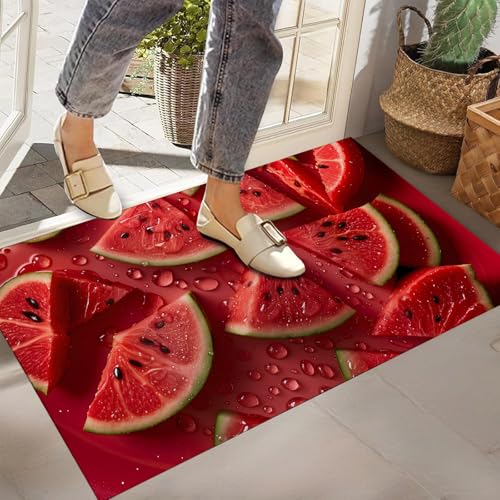 Watermelon Indoor Door Mat,Front Door Mat Outside Entrance,17x29.5 in,Non-Woven Fabrics Non Slip Floor Doormat,Welcome Mats Entryway Rug Doormats for Kitchen Bedroom Living Room Decor Gifts - color: Watermelon49