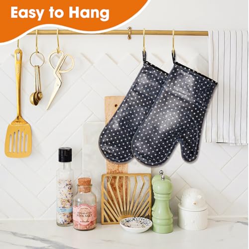 Silicone Oven Mitts Set Heat Resistant 2PCS Kitchen Mittens with Soft Cotton Lining Long Waterproof Non-Slip Oven Gloves for Cooking, BBQ, Baking - color: Black