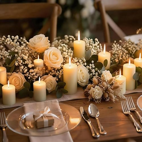 18 Pack Ivory Pillar Candles Bulk Set, 2x3 2x4 2x6 Inch - 6 Each Size, Dripless Smokeless Clean Burning for Wedding Centerpieces, Home Decor, Church, Romantic Ambiance！ - color: 18 Flat-top, size: 2 x 3/4/6 Inch