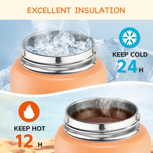 Kerilyn 12oz Water Bottle, Stainless Steel Insulated Water Bottle with Straws Leak-Proof, Water Cup Double Wall Vacuum, BPA Free, Vibrant Orange - color: Vibrant Orange