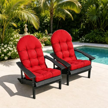 Yddsky Adirondack Chair Cushion, Rocking Cushions 44x19.4x4 inch, High Back Patio Recliner Cushion of Upper and Lower with Ties, Sunscreen and Fade-Resistant Red,2 - color: Red