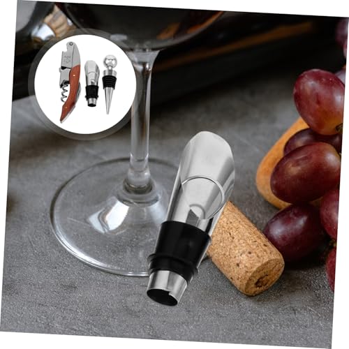 1set Creative Wine Opener Kit Stainless Steel Accessories Set Corkscrew Pourer and Stopper for Wine and Special Occasions