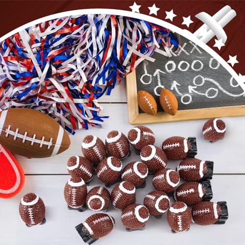 RoundFunny 50 Pcs Mini Football Figurine for Craft Resin Miniature Football | Small Fall Football Party Favors, Football Simulation Model for DIY Craft Birthday Gift Bag Stuffer Cake Topper Party Decor - style: Mini Football