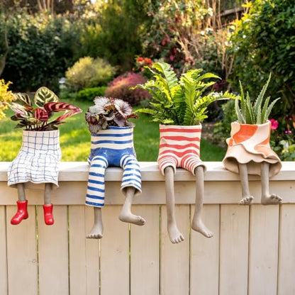DOLSAO Leggy Pot Funny Planter Set，4 Pack Resin Hanging Leg Flower Pots, Sculpture Fun Unique Carved Cute Skirt Shape Suitable for Modern Indoor Outdoor Plant Lovers Succulents, Bonsai, Desktop Decor