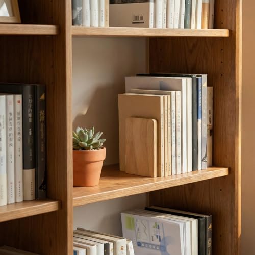2 Pcs Wood Book Ends for Shelves, Bookends for Heavy Books,CD,File,Video Games, Book Organizer for Home Office School Supplies (2, Small)