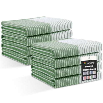 Homaxy Premium 100% Cotton Kitchen Towels 18"x28", 8 Pack, Green | Large Kitchen Hand Towels, Soft and Absorbent Tea Towel, Dish Towels with Hanging Loops - color: Grass Green, size: 18 x 28 - 8 Pack
