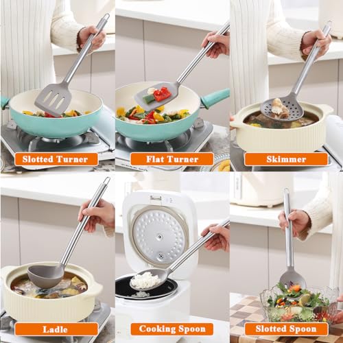 Kitchen Utensils Set, Kyraton 38 Piece Silicone kitchen Cooking Utensils Set with Utensil Rack, Spoon Spatula Set, Non-Stick kitchen Gadgets, Dishwasher Safe - color: 1. With Utensil Holder