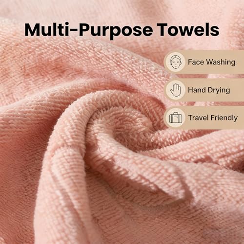 4 Pack Reusable Cotton Bath Washcloths Hand Face Fingertip Towels | Cute Small Facial Towels, Soft & Practical, Perfect for Bathroom Daily Cleansing Use