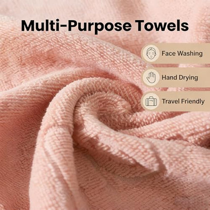 4 Pack Reusable Cotton Bath Washcloths Hand Face Fingertip Towels | Cute Small Facial Towels, Soft & Practical, Perfect for Bathroom Daily Cleansing Use