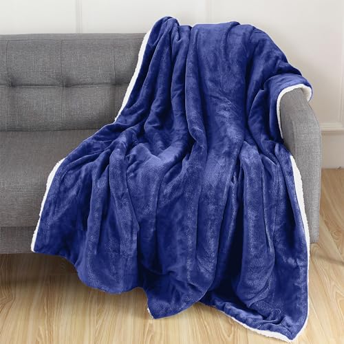 Elegant Comfort Reversible, Solid Sherpa Throw Blanket, All-Season Blanket- Super Soft, Cozy and Plush- Decorative Throw, Perfect for Lounging, 50 x 60 inches, Sherpa Throw Royal Blue - color: Solid Royal Blue