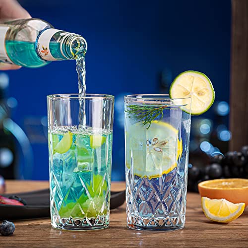 Crystal Highball Glasses, Set of 8 Glass Drinking Glasses, 11 oz Durable Drinkware Cups for Cocktails, Water, Juice, Beer, Wine-Special Edition Glassware Set, Dishware, Dishwasher Safe - style: Diamond Style