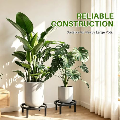 Metal Plant Stand Indoor & Outdoor Flower Pot Holder, Black 10" - 2PCS | Indoor & outdoor usable ; Heavy duty load bearing：Up to 300 Lbs ; Ultra Stable, Not Wobbing - size: 10"-2PCS