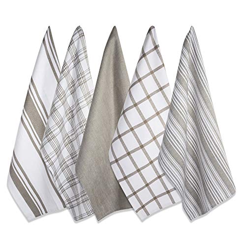 DII Assorted Woven, Kitchen Dishtowel Set, 18x28, Brown, 5 Piece - color: Brown