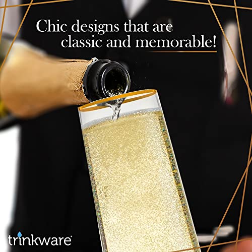 Stemless Champagne Flute Glass Set Of 4 With Gold Rim And Base - Mimosa Glass - Perfect For Bridesmaid Champagne Flute Or Dailyware - Set Of 4 Champagne Flutes Without Stems by Trinkware