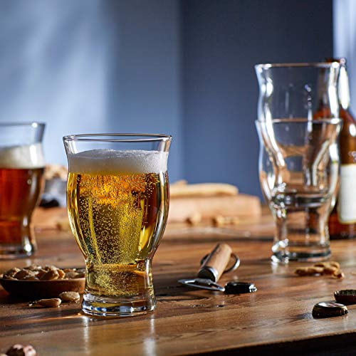 Libbey Craft Brews Nucleated Pint Beer Glasses, Dishwasher Safe Pint Glasses Set of 4 for Light Beers, Stouts, Laser Etching Nucleated Beer Glasses - color: Nucleated Pint 4