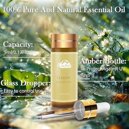 Fragrance Essential Oils Set - 14pcs, Aromatherapy Oils for Skin, Diffusers, Home Care, Humidifier Laundry, Candle Making - Tea Tree, Sandalwood, Lavender, Vanilla, Eucalyptus and More (5mL) - color: 14 Pack Essential Oil Set Yellow