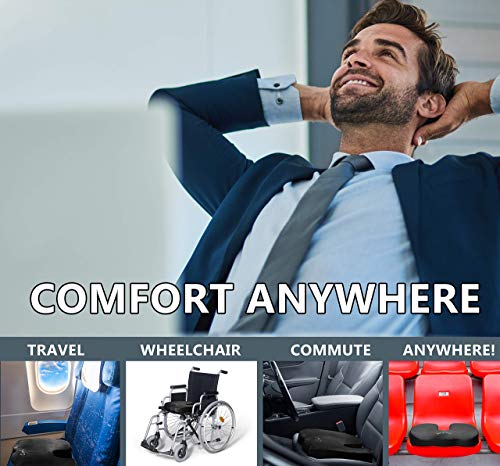 ComfiLife Premium Seat Cushion – 100% Memory Foam Office Chair Cushion, Back Relief (Navy) - color: Navy