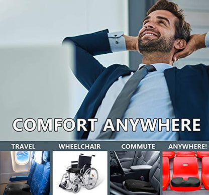 ComfiLife Premium Seat Cushion – 100% Memory Foam Office Chair Cushion, Back Relief (Navy) - color: Navy