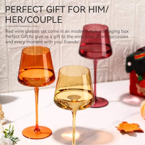 Venus Wine Glasses Set of 6-18oz【Hand Blown】 Crystal Melanin Wine Glasses with Stem- Wedding gift set for wine lovers Red White Wine Dinner - color: Venus
