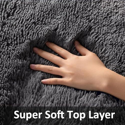 Ophanie Small Rug Washable Non Slip Throw Bedside Area Rugs, Fluffy Soft Mini Bedroom Carpet, 1.5x2.5 and 1.5x4 Rug Set, 2 Piece Grey - color: 1- Grey, size: 1.5' x 2.5' + 1.5' x 4' (Rectangular)