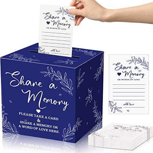 Pajean 50 Share a Memory Cards for Celebration of Life,Dark Blue,Trendy - color: Dark Blue, style: Trendy