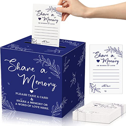 Pajean 50 Share a Memory Cards for Celebration of Life,Dark Blue,Trendy - color: Dark Blue, style: Trendy
