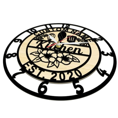 Kitchen Wall Clock Custom Name, Wood Chef Clock Modern Decorative Kitchen Clocks Wall Battery Operated Silent Movement for Restaurant Dinning Room Farmhouse Cooking Lovers Chef Mom Gift - size: 12 Inch
