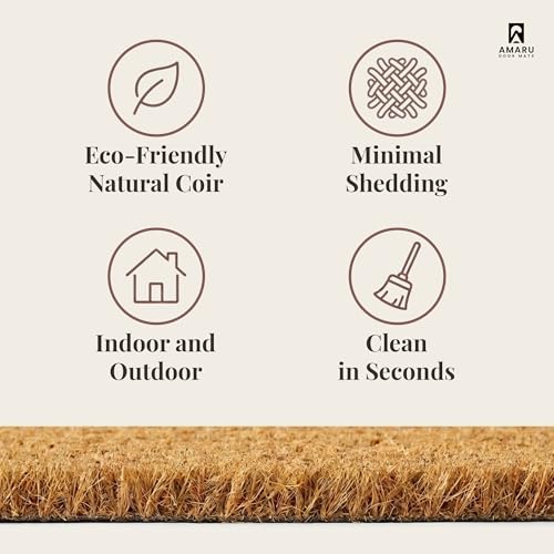 Coir Welcome Mat, Non-Slip, Welcome Classic 2, 17x29 in | 100% Natural Coir, Anti-Shedding, Durable PVC Backing, Traps Dirt and Mud, Indoor and Outdoor Entryway, Easy to Clean - color: Welcome Classic 2