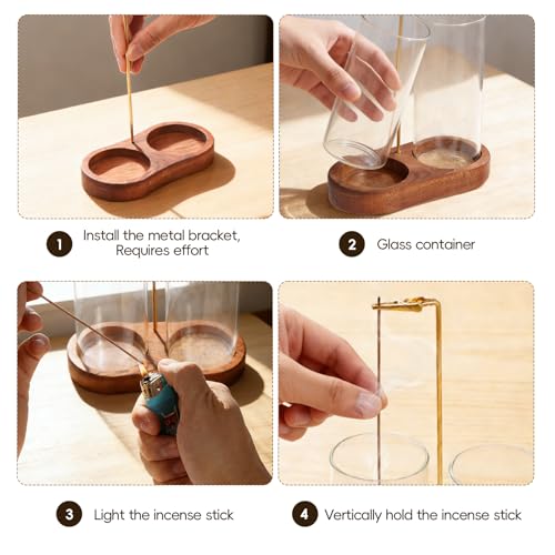 2 in 1 Incense Holder for Sticks, Glass Incense Burner with Storage, Upside Down Hanging Incense Holder with Ash Catcher for Meditation, Yoga, Spa Room & Home Decor