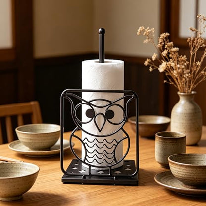 Paper Towel Holders Countertop - Paper Towel Holder Standing - Metal Paper Towel Holder Square Base - Decorative Animal Paper Towel Holder (owl) - color: Owl(bronze)