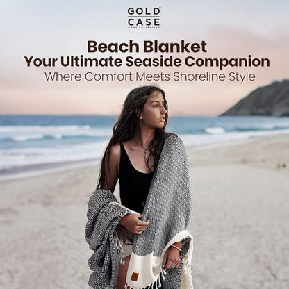 Gold CASE Turkish Beach Towel Set of 4 – 100% Cotton Large Turkish Bath Towels 67 x 38'' – Zeus Extra Large, Quick Dry & Sand Free Towels – Peshtemal for Pool – Brown - color: Brown, size: Zeus Beach Bath Towel